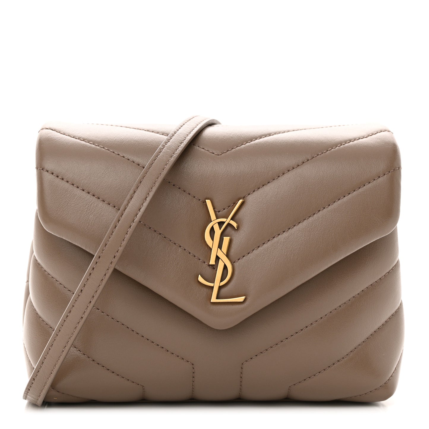 Calfskin Y Quilted Monogram Toy Loulou Crossbody Bag Dark Beige