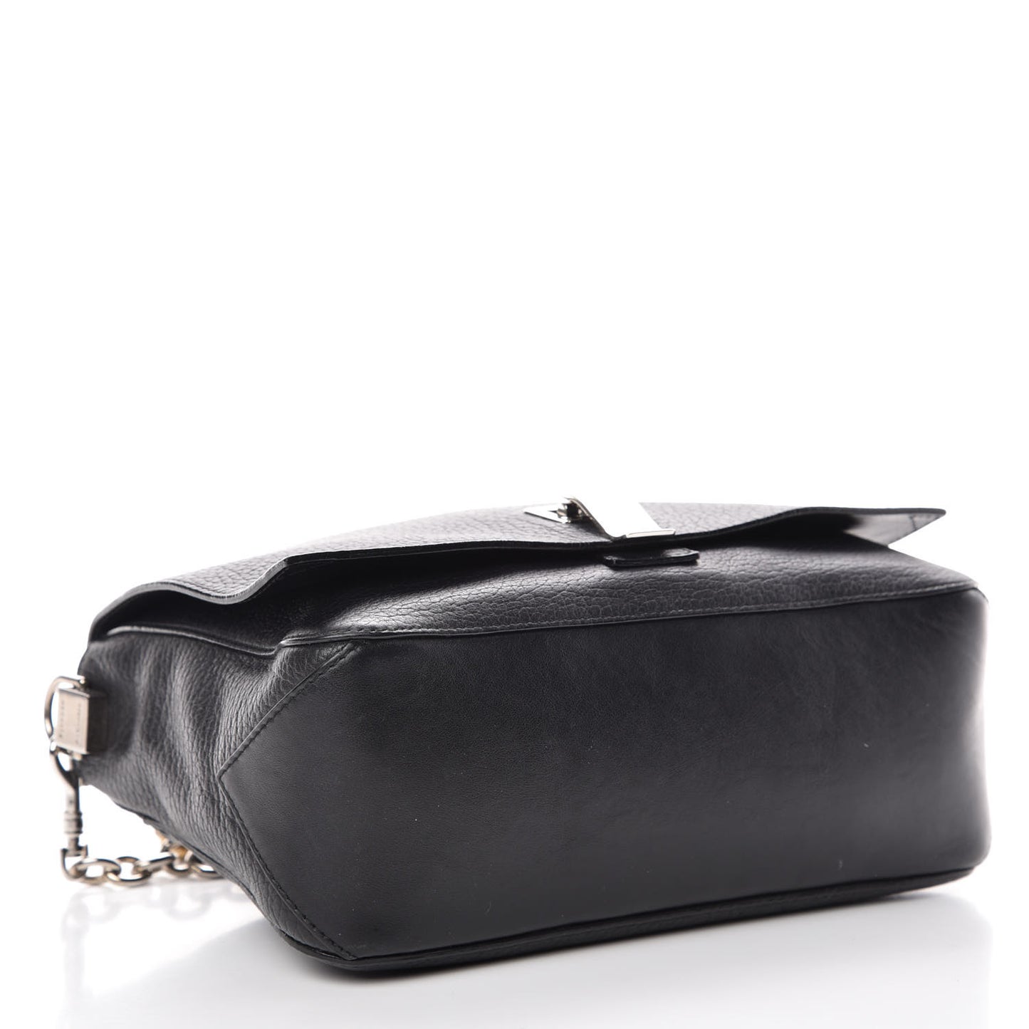 Pebbled Calfskin Small Courier Black