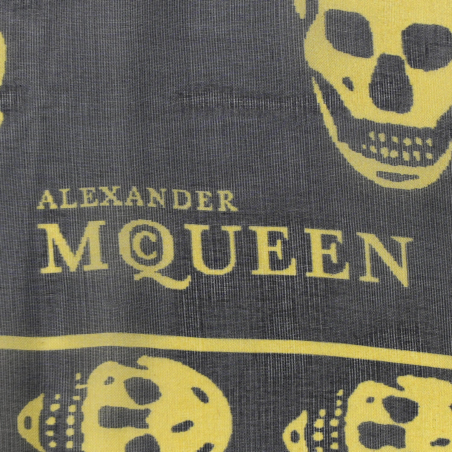 Alexander McQueen Silk Chiffon Skull Scarf Black Yellow 2 of 9