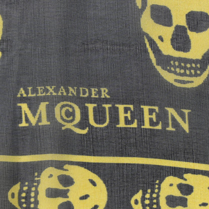 Alexander McQueen Silk Chiffon Skull Scarf Black Yellow 2 of 9