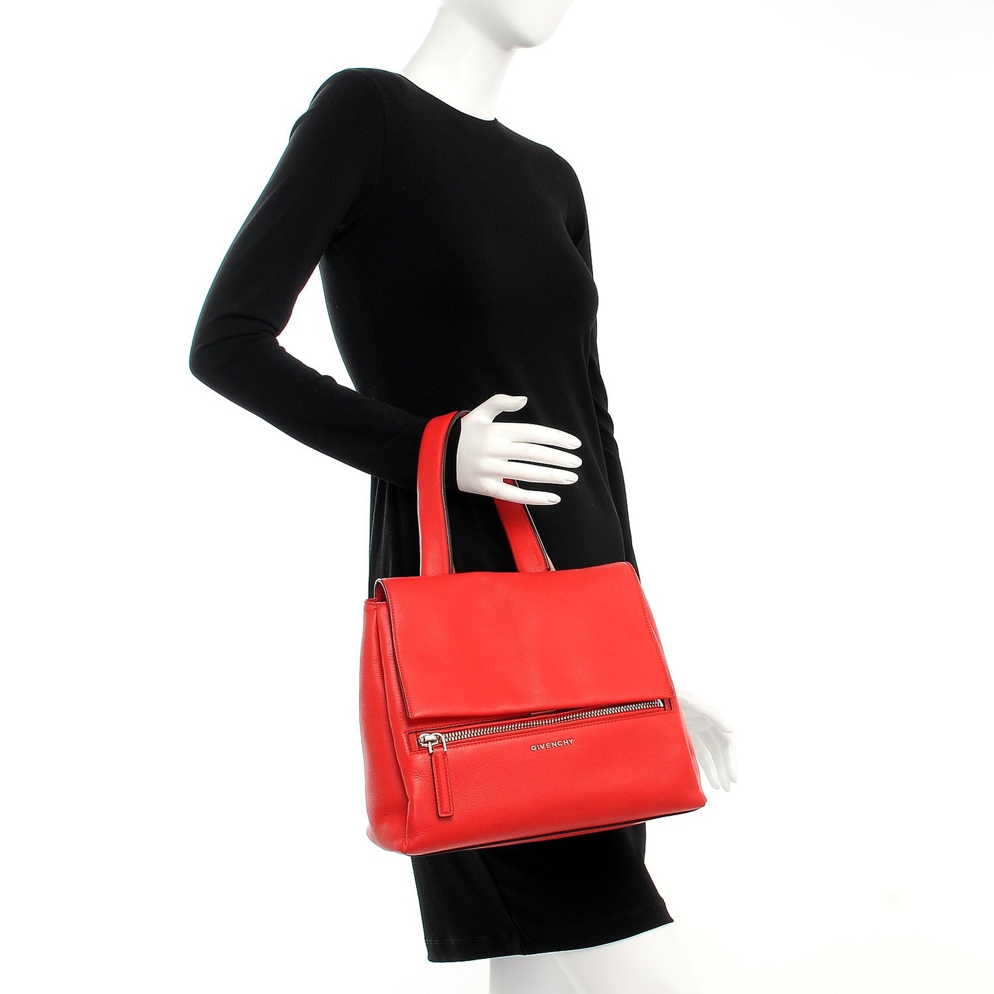 Calfskin Small Pandora Pure Flap Bag Medium Red