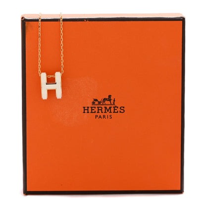 Hermes Lacquered Gold Pop H Pendant Necklace White 8 of 8