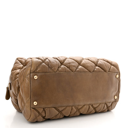Chanel Lambskin Bubble Quilt Bowler Dark Beige 4 of 10