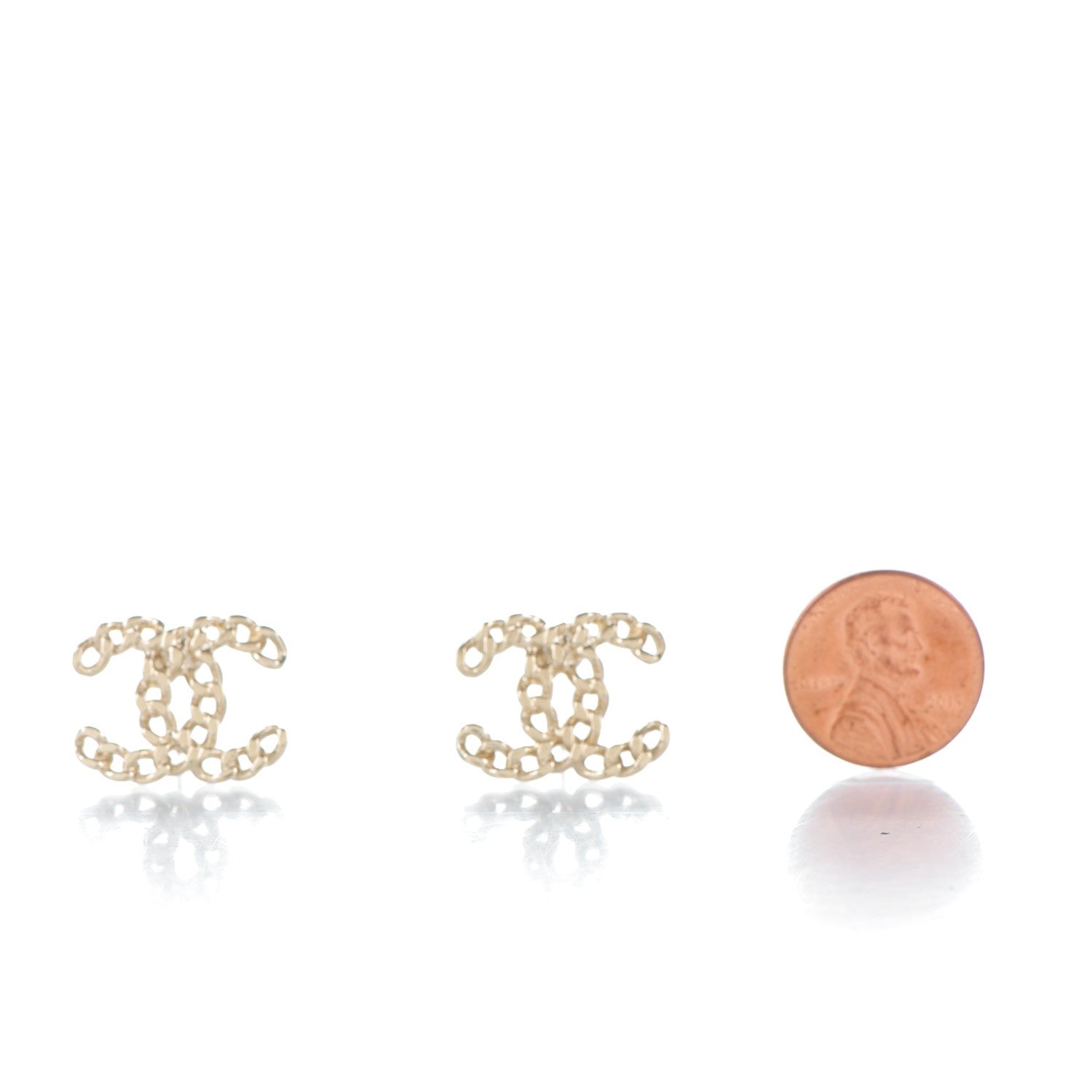 Chanel CC Chain Link Earrings Light Gold 2 of 6