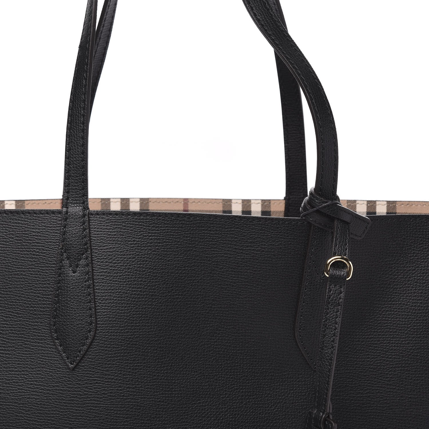 Burberry Grainy Calfskin Haymarket Check Medium Reversible Tote Black 13 of 14