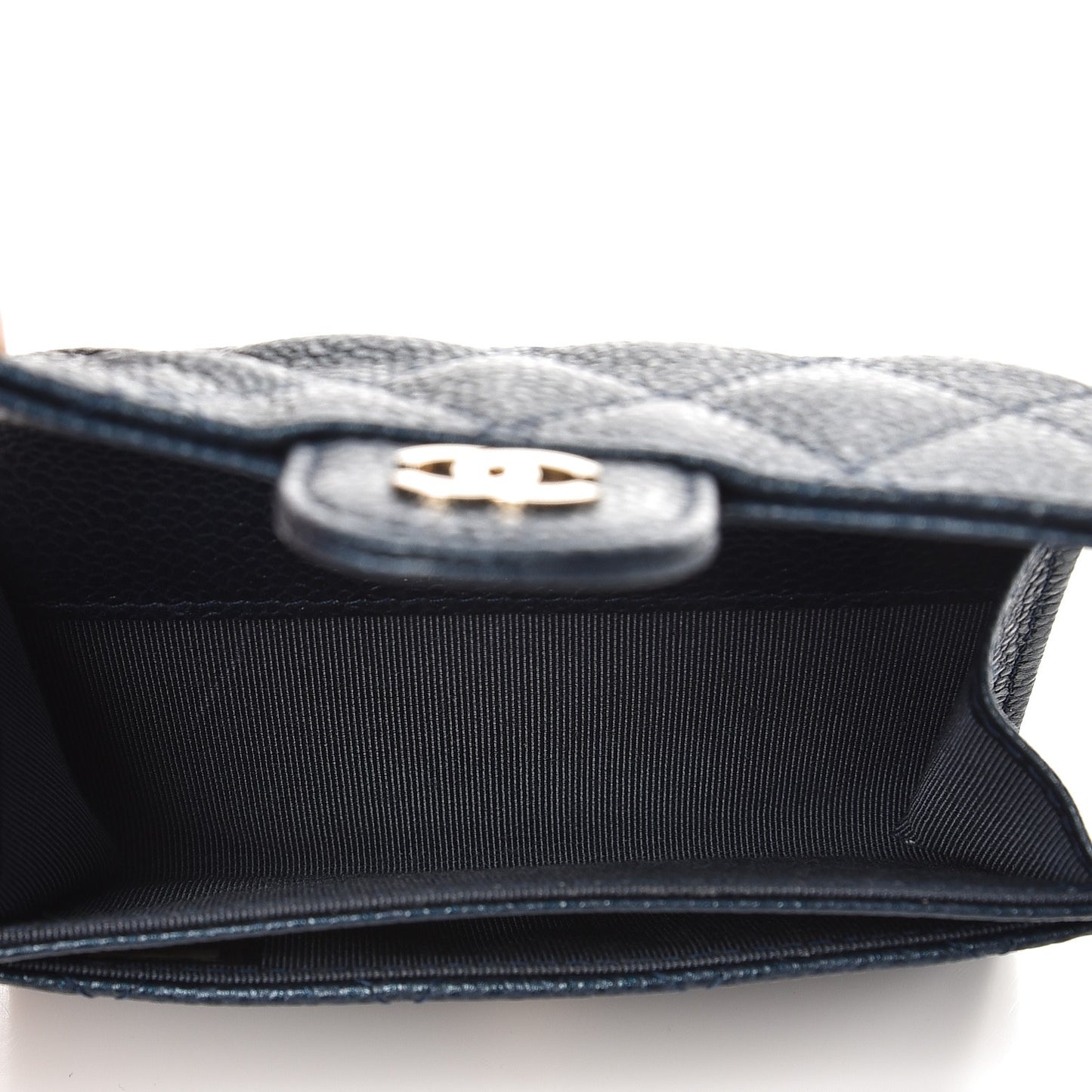 Caviar Quilted Card Holder Wallet Blue