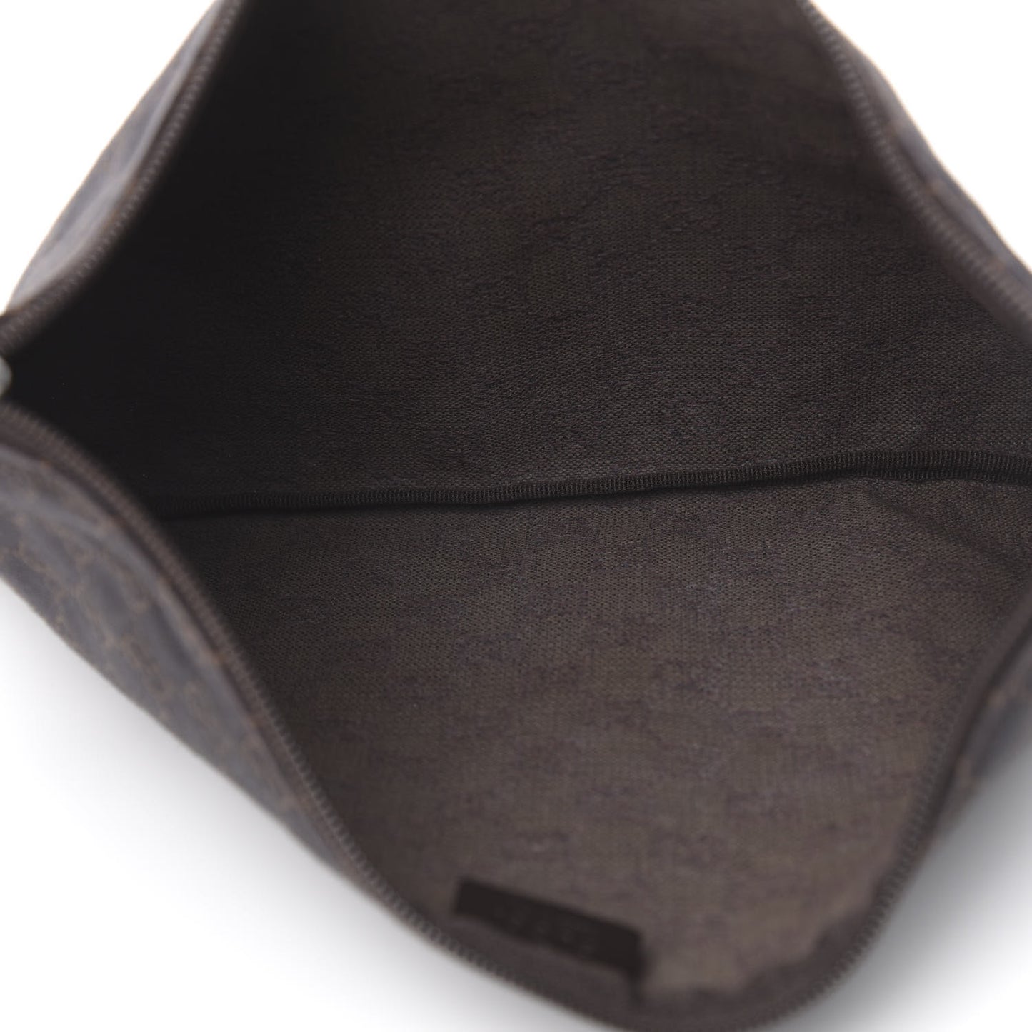 Denim Monogram Zip Top Pouch Brown