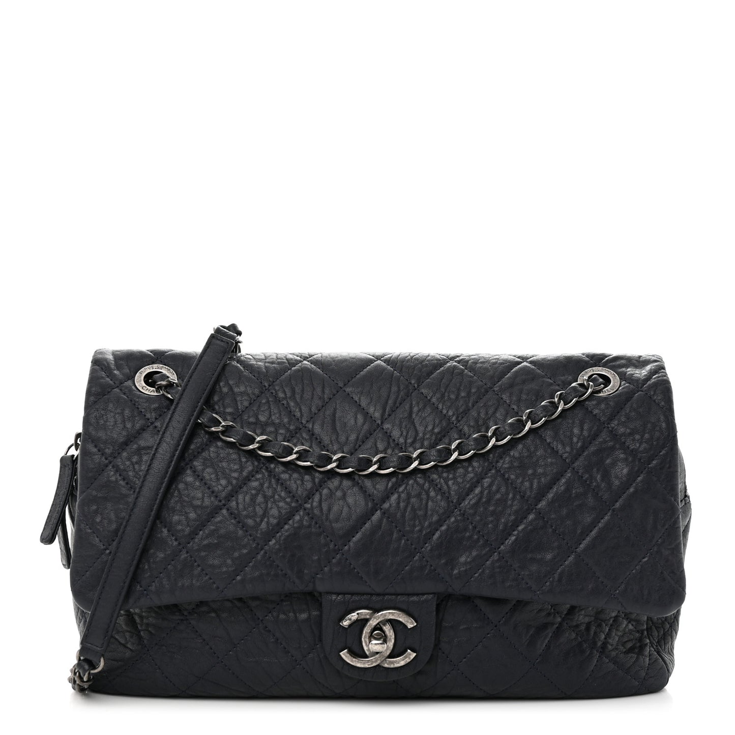 Sheepskin Quilted Jumbo Easy Flap Navy Blue