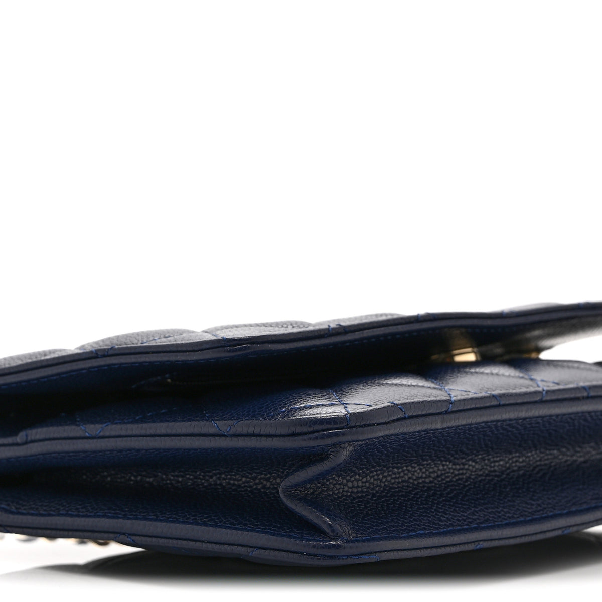 Caviar Quilted Wallet on Chain WOC Navy Blue