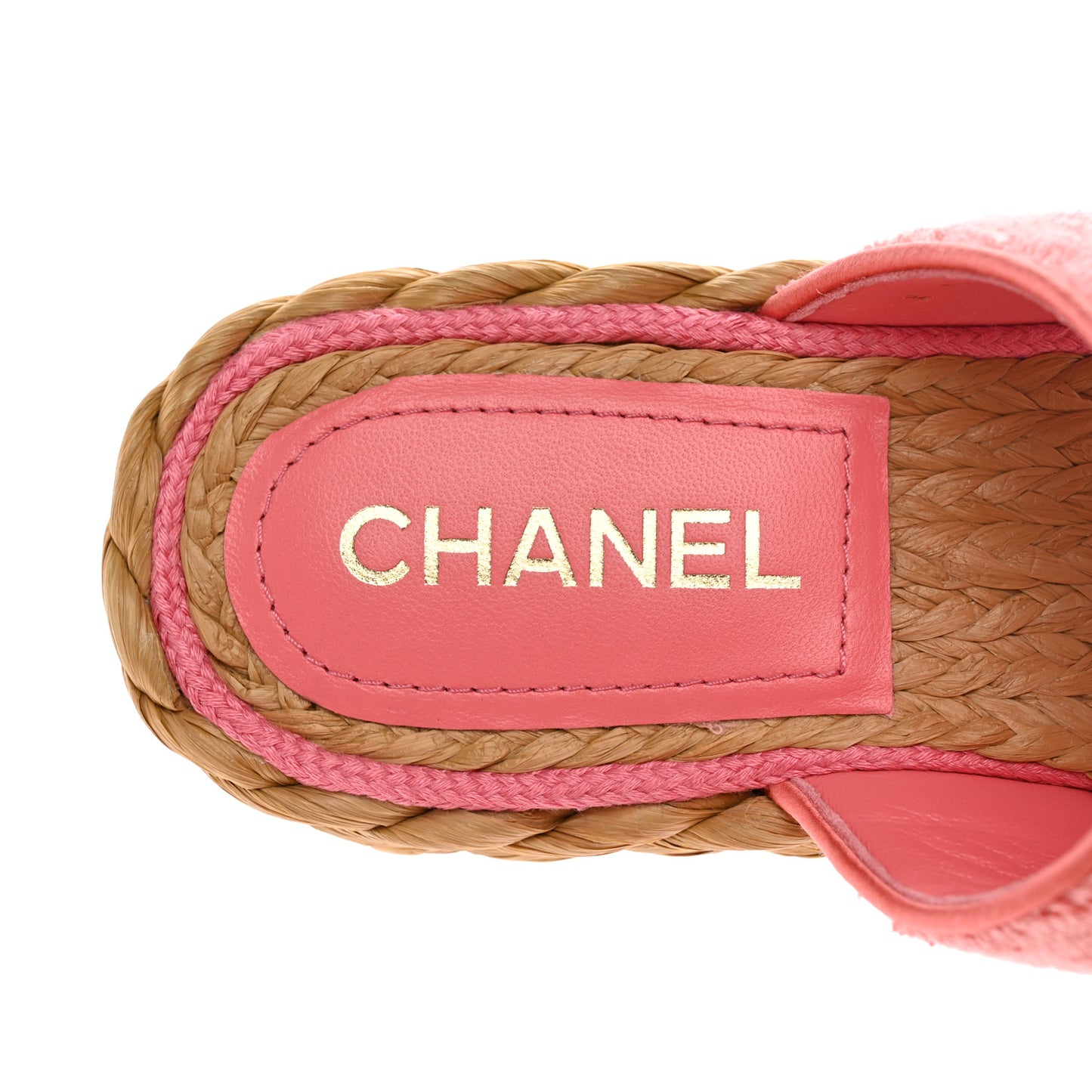 Terry Cloth Raffia CC Logo Thong Sandals 38 Pink