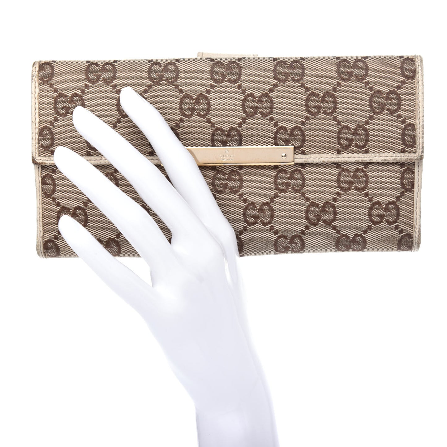 Monogram Metal Bar Continental Flap Wallet Off White
