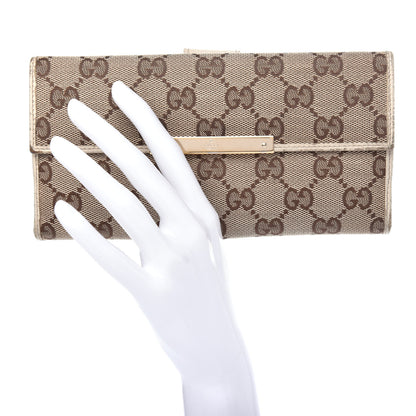 Gucci Monogram Metal Bar Continental Flap Wallet Off White 2 of 12