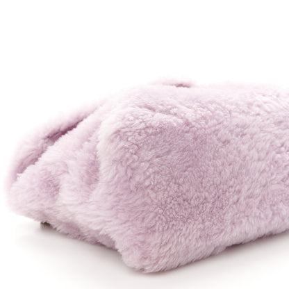 Saint Laurent Merino Shearling Lambskin Quilted Small Loulou Puffer Monogram Chain Satchel Glycine 10 of 11