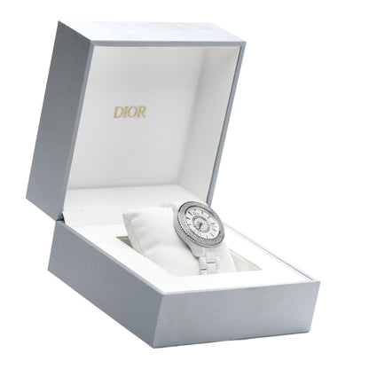 Christian Dior Stainless Steel Ceramic Diamond Pave Bezel Mother of Pearl 38mm Dior VIII Automatic Watch White 5 of 5