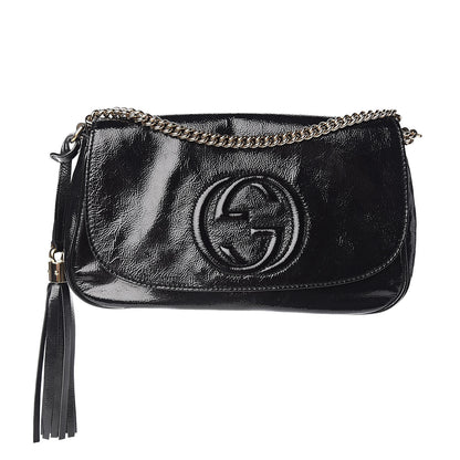 Gucci Patent Medium Soho Flap Crossbody Black 1 of 10