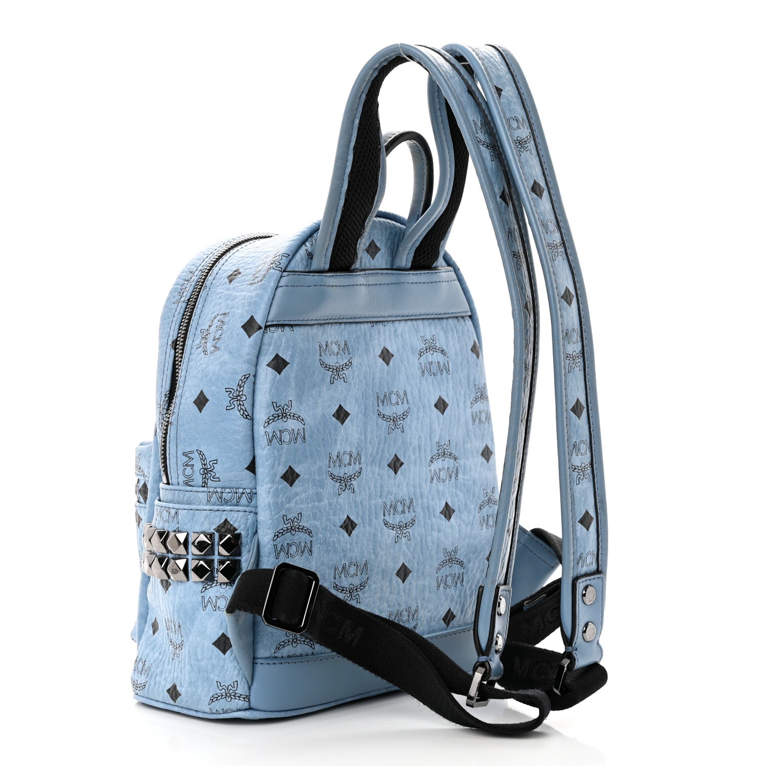 MCM Visetos Side Stud Mini Stark Backpack Blue 3 of 28