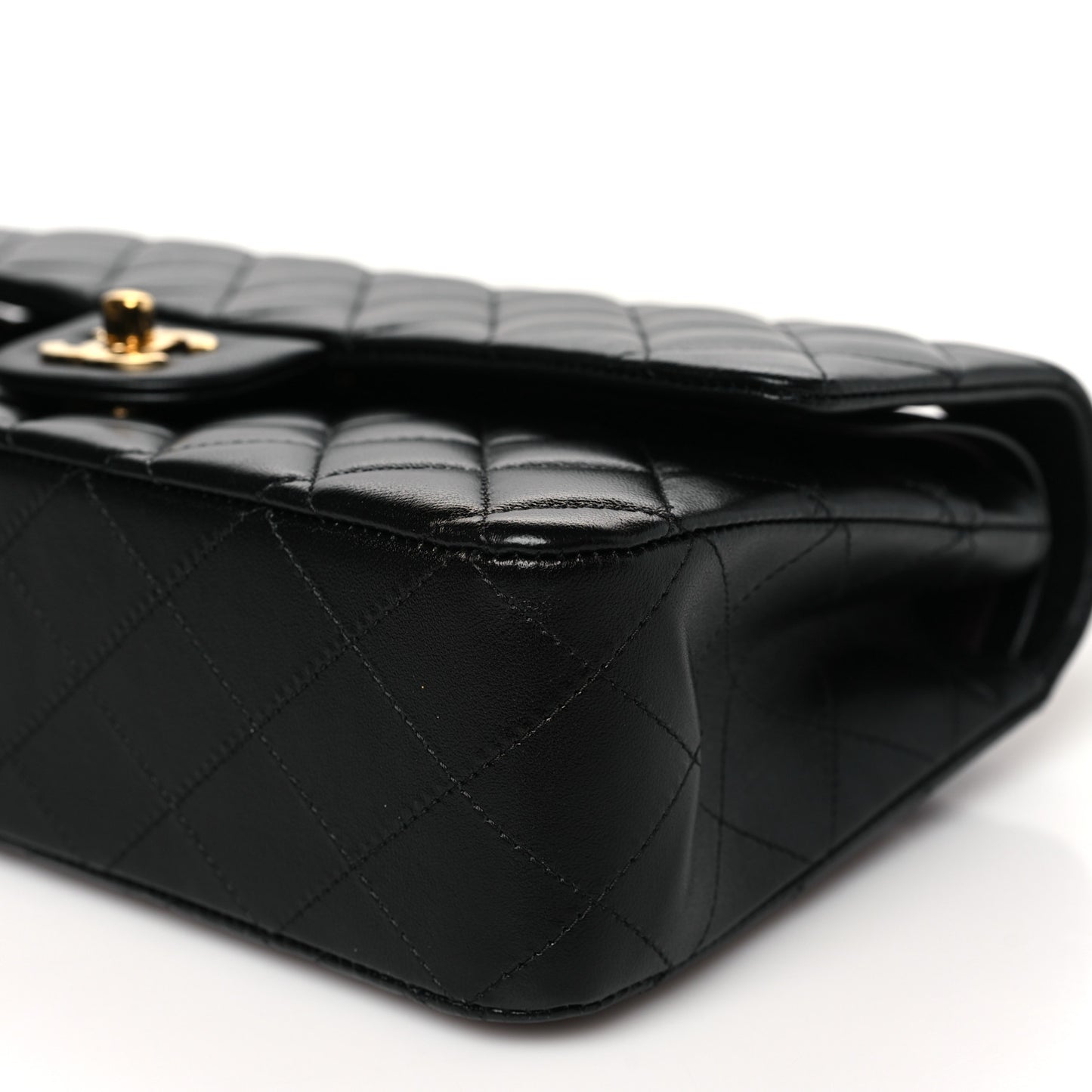 Lambskin Quilted Medium Double Flap Black