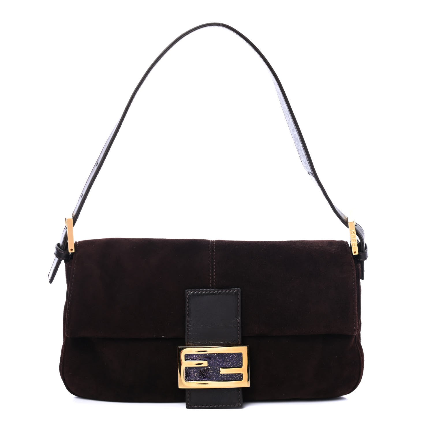 Fendi Suede Baguette Dark Brown 1 of 4