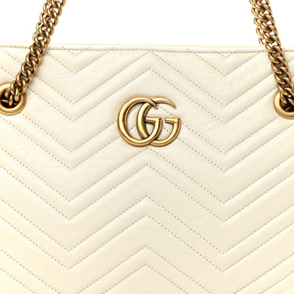 Gucci Vintage Calfskin Matelasse Medium GG Marmont Slim Tote White 7 of 9