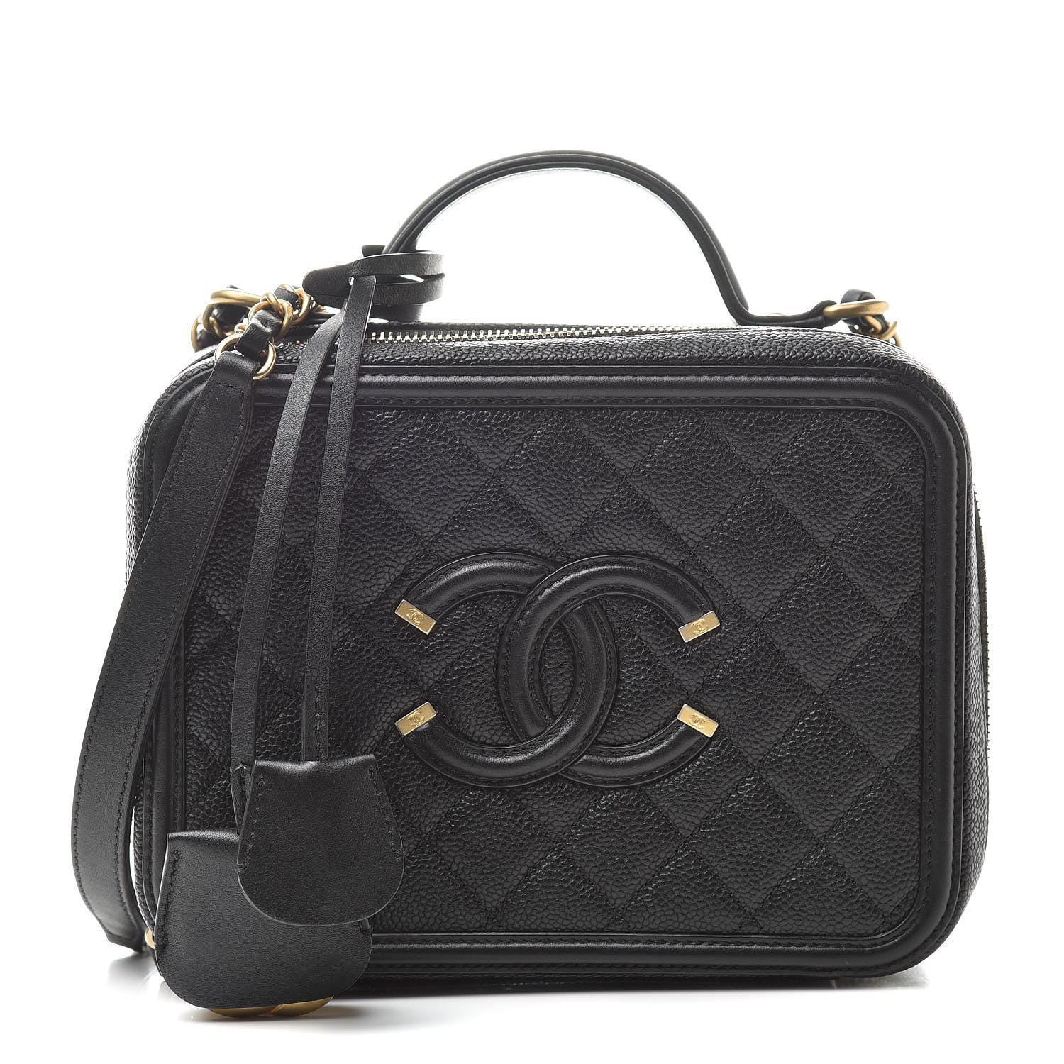 Chanel Caviar Quilted Medium CC Filigree Vanity Case Black 1 of 12