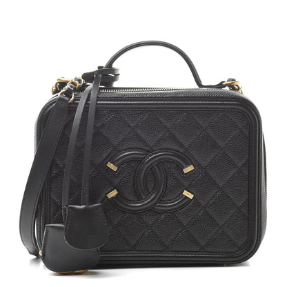 Chanel Caviar Quilted Medium CC Filigree Vanity Case Black 1 of 12