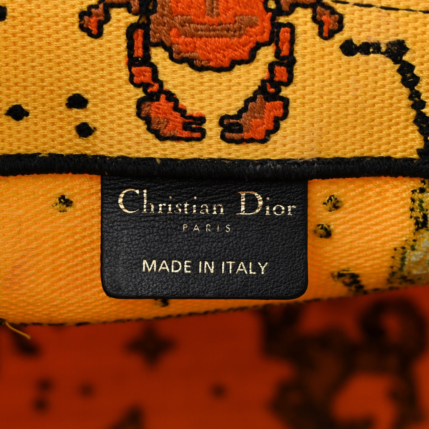 Christian Dior Canvas Embroidered Small Pixel Zodiac Book Tote Yellow Multicolor 6 of 14