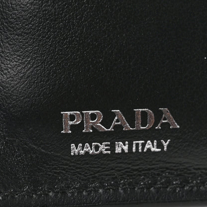 Prada Vitello Daino Triangle Bi-Fold Card Holder Wallet Black 6 of 7