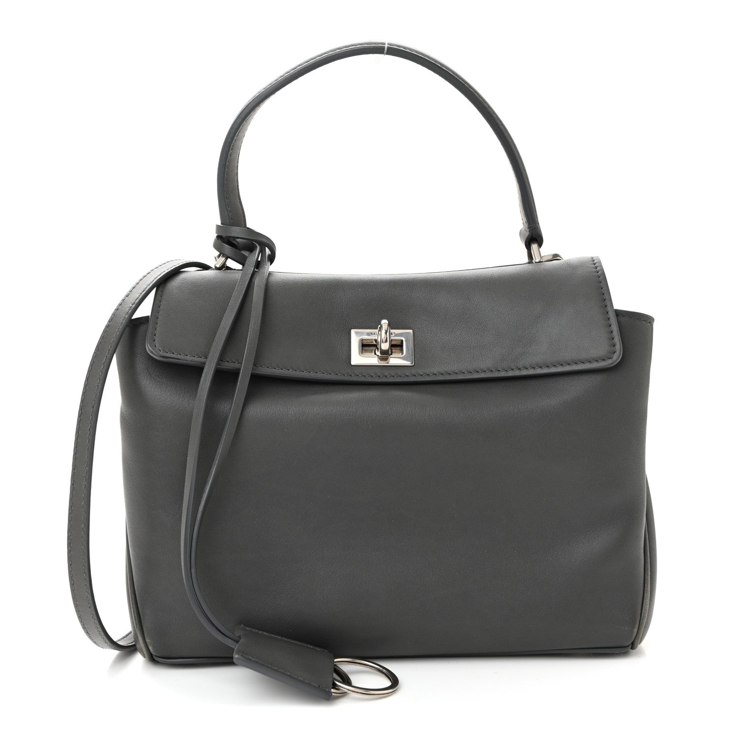 Balenciaga Natural Smooth Calfskin Mini Rodeo Top Handle Handbag Grey 1 of 12