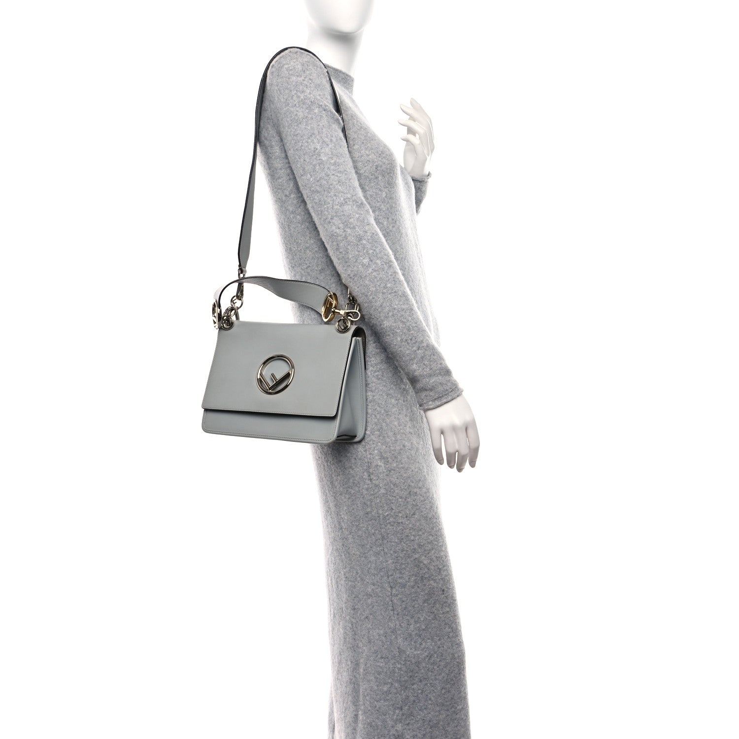 Fendi Vitello Century Opaco F is Fendi Kan I Shoulder Bag Grigio Perla 2 of 9