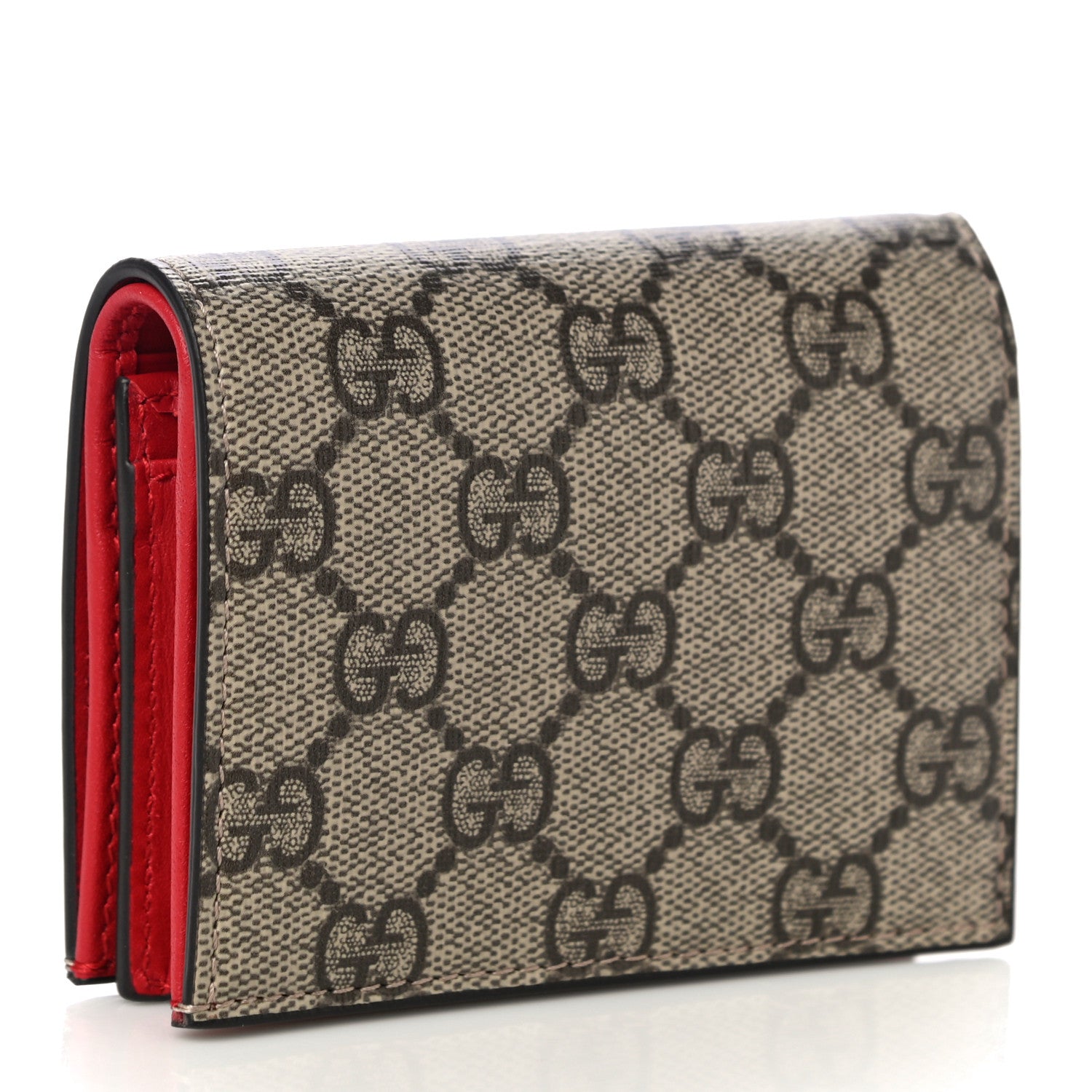 Gucci GG Supreme Monogram Cherry Embellished Card Case Wallet Hibiscus Red 3 of 10