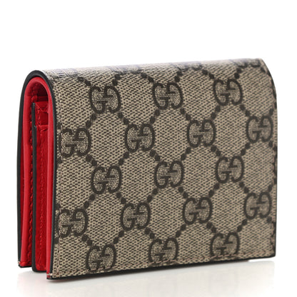 Gucci GG Supreme Monogram Cherry Embellished Card Case Wallet Hibiscus Red 3 of 10