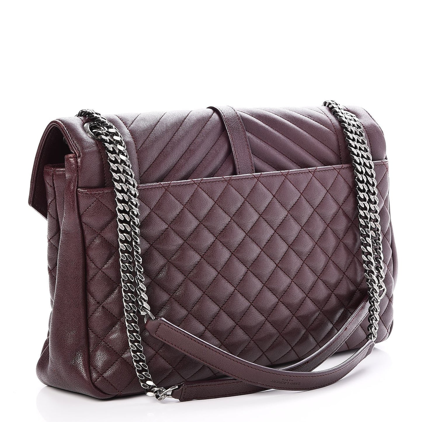Calfskin Mixed Matelasse Triquilt Large Monogram Envelope Satchel Bordeaux