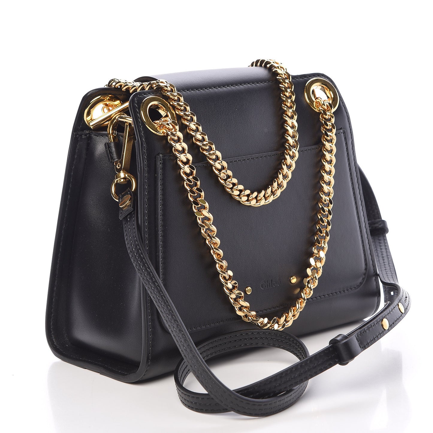 Shiny Calfskin Mini Annie Shoulder Bag Black