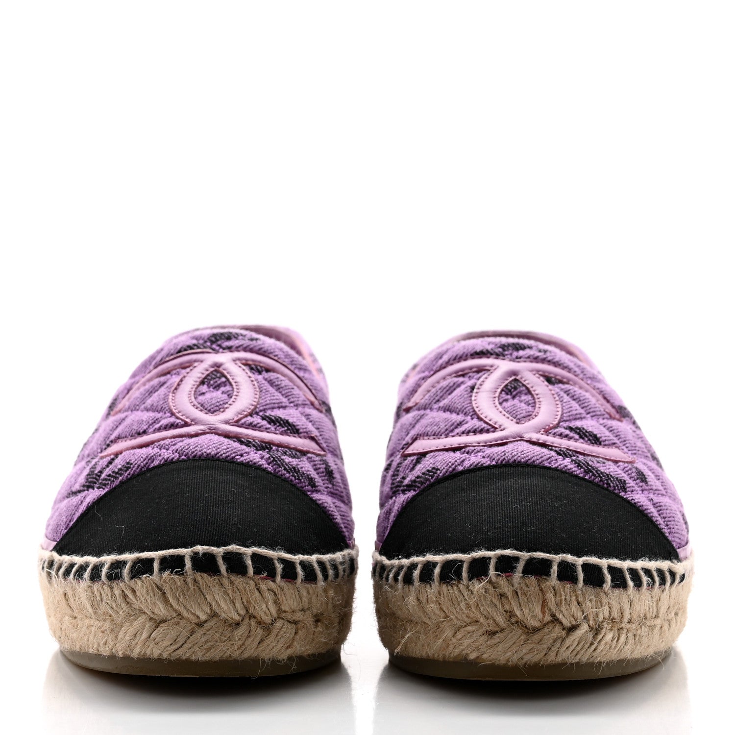 Chanel Cotton Jacquard Grosgrain CC Print Espadrilles 38 Purple Black 2 of 11
