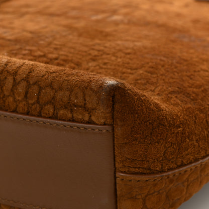 Saint Laurent Crocodile Embossed Suede Toy Shopping Tote Tan 10 of 10