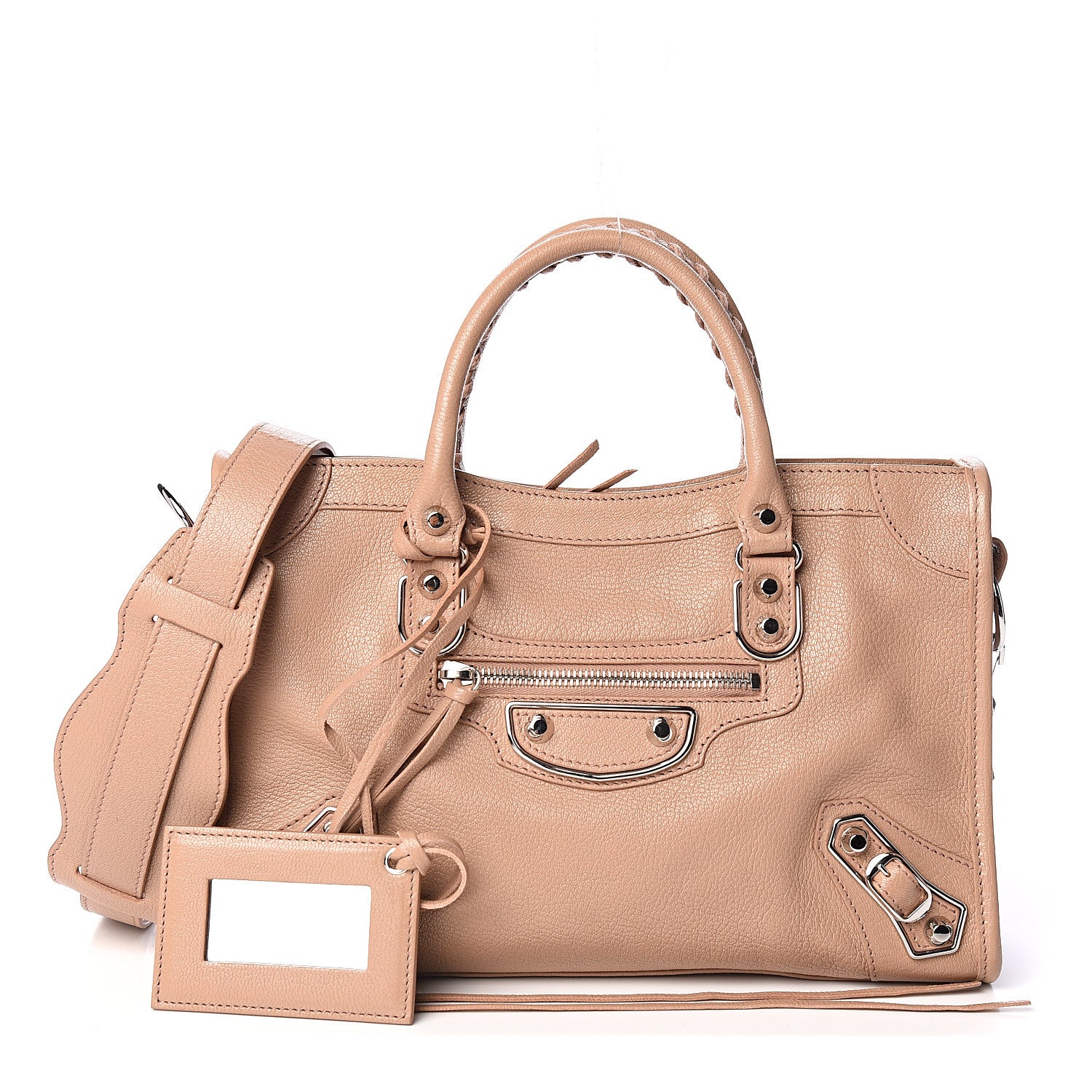 Balenciaga Shiny Goatskin Silver Metallic Edge Hardware S City Rose Des Sables 1 of 9