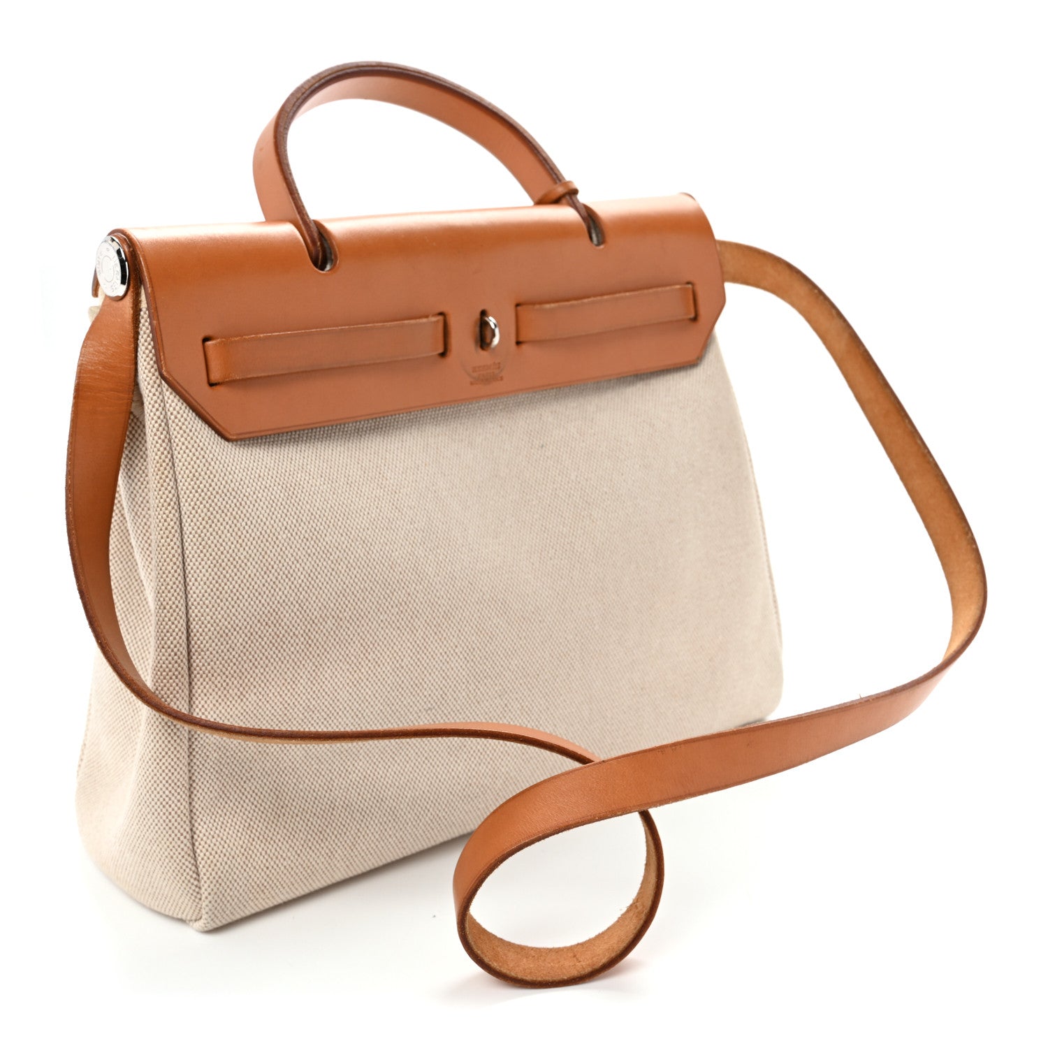 Hermes Toile Vache Calfskin Herbag PM 30 Black Natural 3 of 11