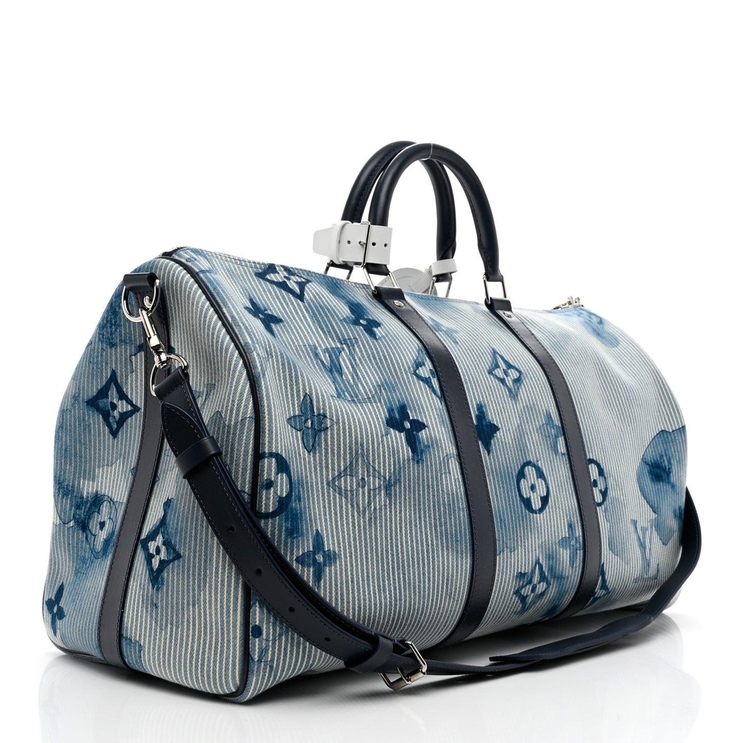 Monogram Watercolor Keepall Bandouliere 50 Hickory Stripes Denim