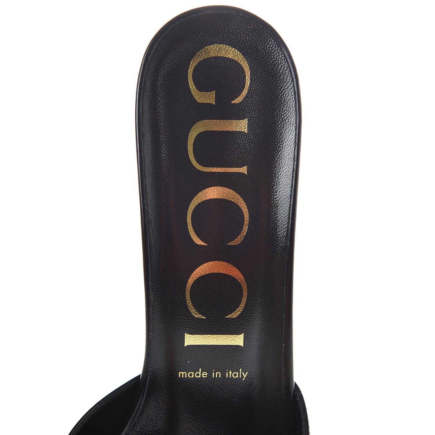 Gucci Polished Calfskin Scarlet Mid Heel Slide Sandals 39.5 Black 5 of 8