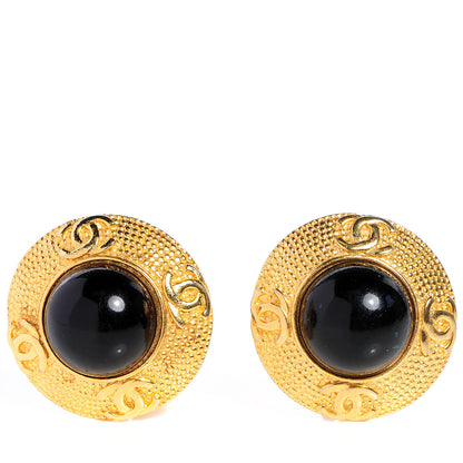 Chanel CC Clip On Earrings Black and Gold 1 of 5