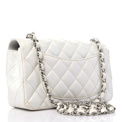 Chanel Iridescent Crumpled Calfskin Quilted Mini Rectangular Flap White 4 of 10