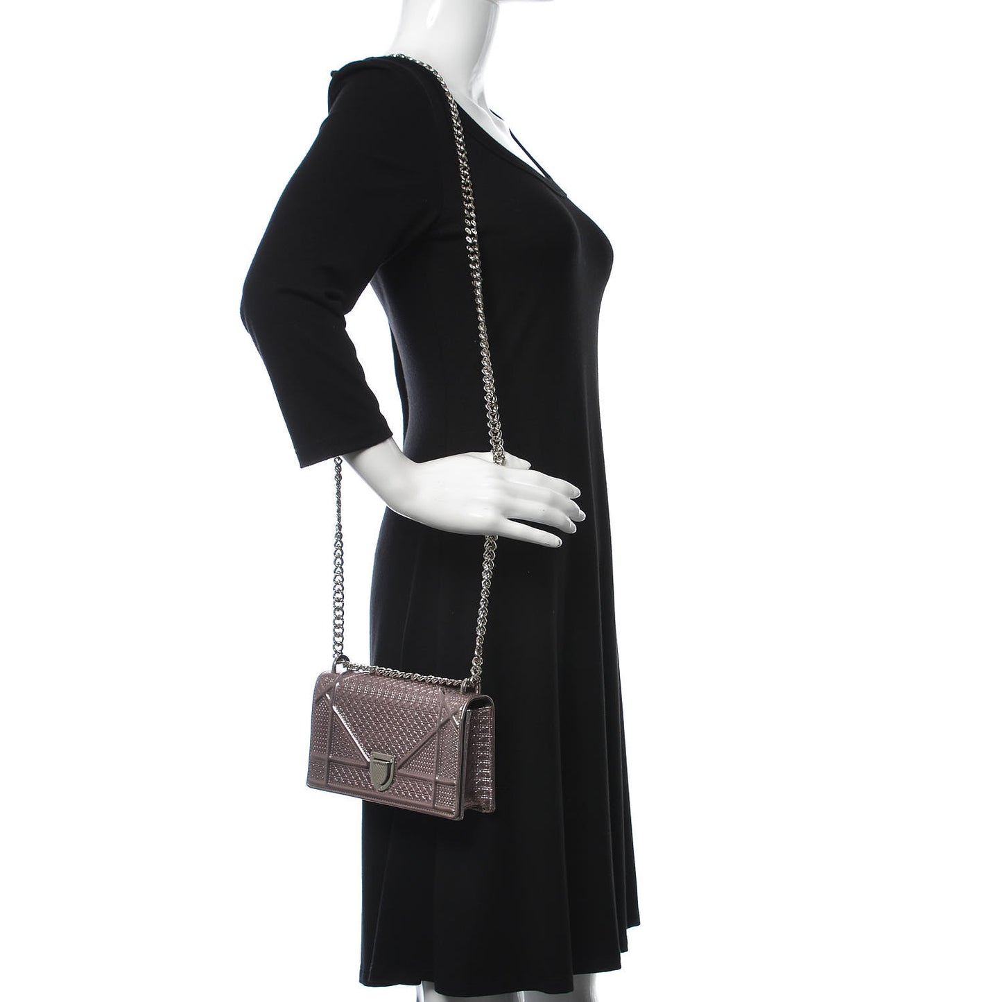 Metallic Patent Micro-Cannage Mini Diorama Flap Bag Pink