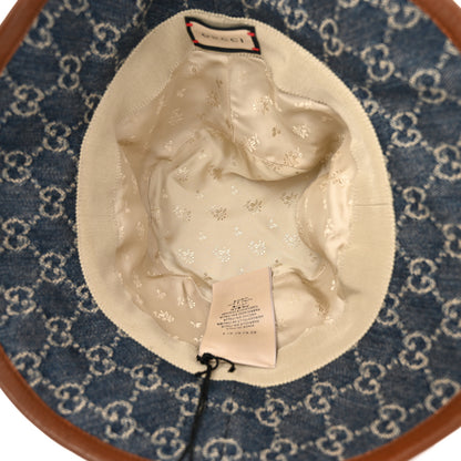Gucci Washed Jacquard Denim Nappa GG Monogram Oscar Bucket Hat M Denim Cuir 8 of 10