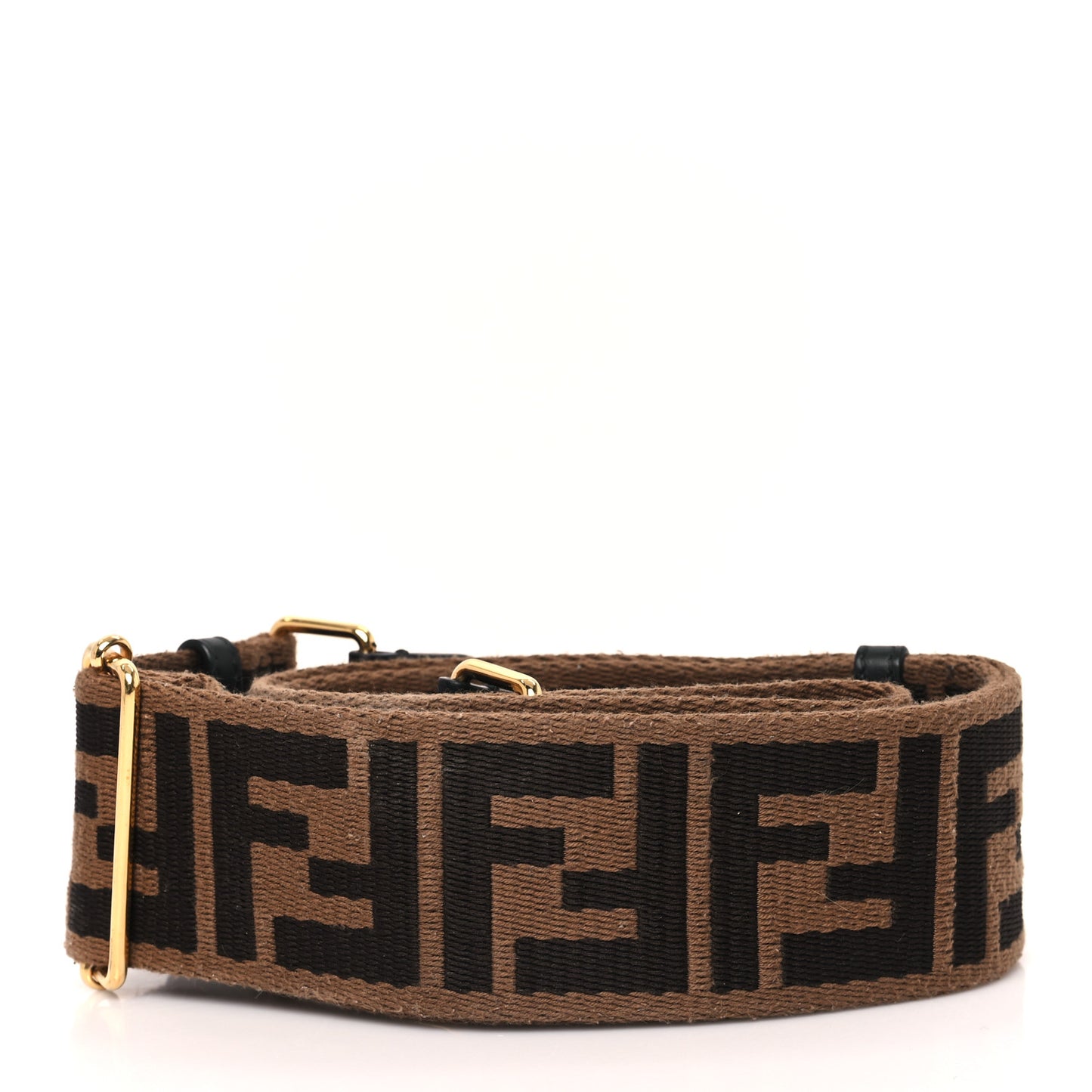 Jacquard Ribbon Vitello King FF Adjustable Strap You Fango Marrone Black