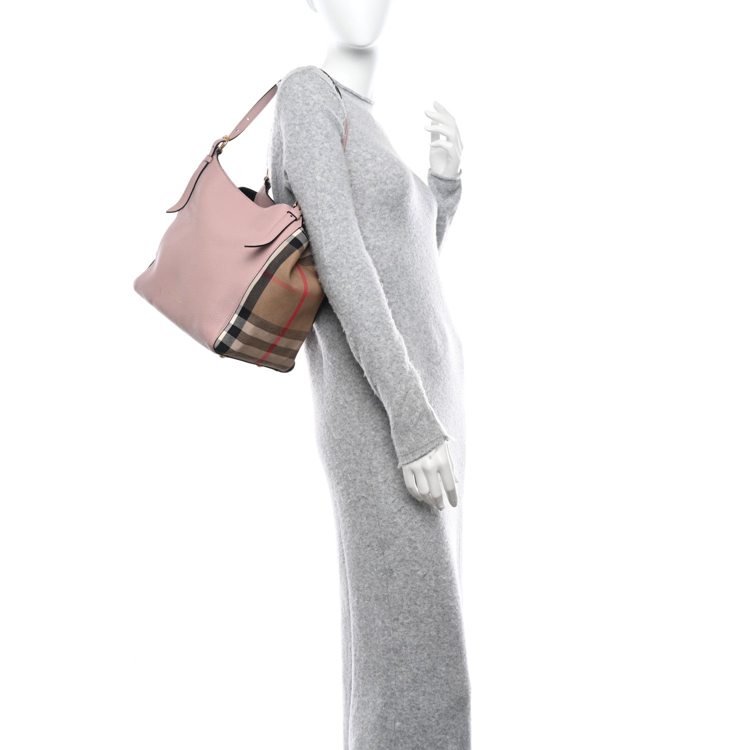 Burberry Grainy Calfskin House Check Small Canterbury Tote Pale Orchid 2 of 10