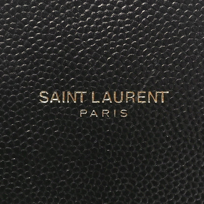 Saint Laurent Grain De Poudre Matelasse Chevron Large Monogram Satchel Black 7 of 10