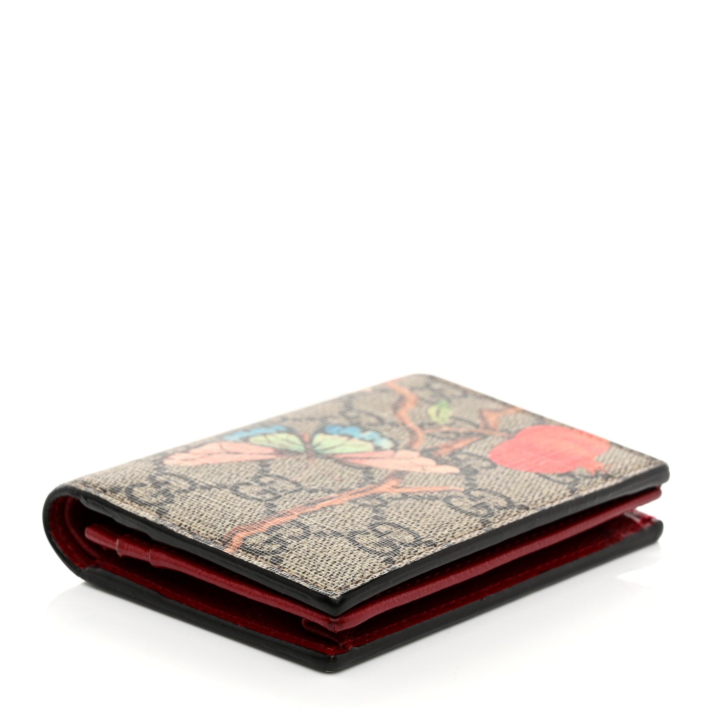 GG Supreme Monogram Tian Card Case Beige Multicolor Red
