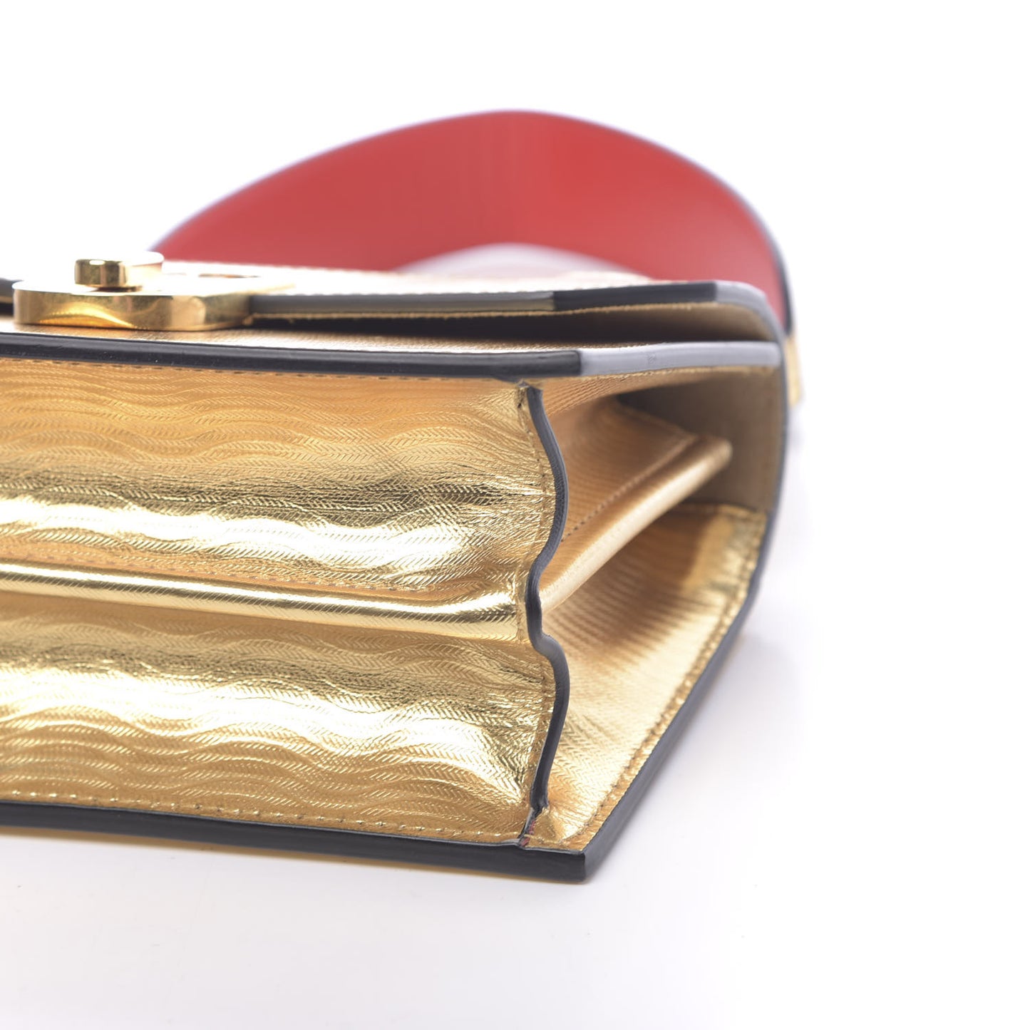 Metallic Calfskin Mini Elisa Shoulder Bag Gold