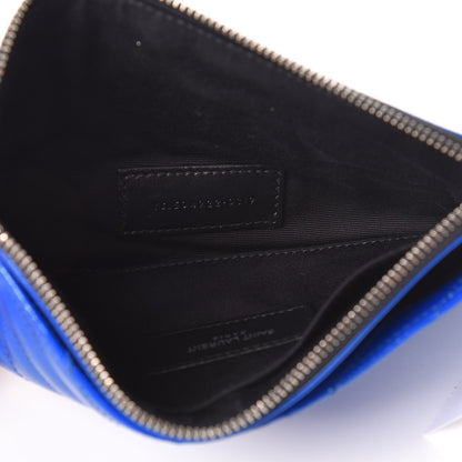Saint Laurent Grain De Poudre Chevron Monogram Bill Pouch Neon Blue 5 of 9