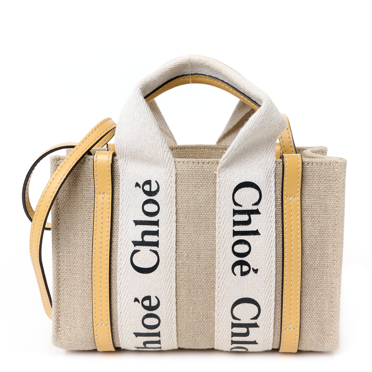 Chloe Cotton Calfskin Mini Woody Ribbon Tote Honey Gold 1 of 10